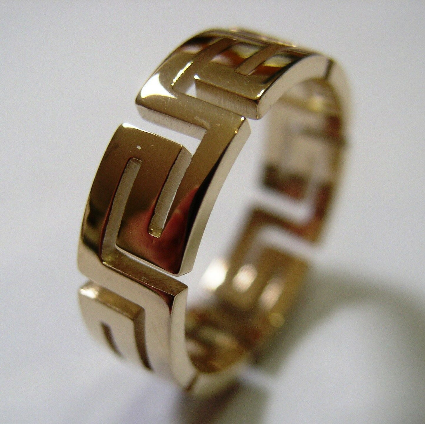 Kaedesigns Genuine Full Solid 9ct 9kt Heavy Yellow, Rose Or White Gold Greek Key Ring Size W