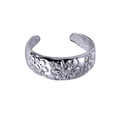Genuine Sterling Silver Flowers 5mm Toe Ring