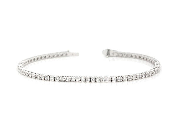 Genuine, 18K White Gold Diamond Tennis Bracelet 17cm long 2.2mm TDW:2.111ct