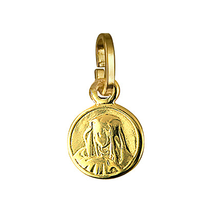 Genuine 9ct Yellow Gold or Sterling Silver 8mm Round Mary Madonna Pendant or Charm 12mm x 8mm