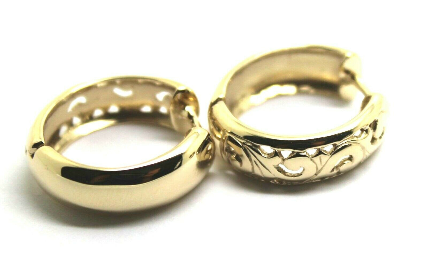 Kaedesigns New Genuine 9ct Solid Yellow, Rose or White Gold Hoop Filigree Huggies Earrings