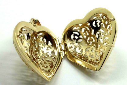 Kaedesigns 9ct 9k Yellow Gold Huge Heavy Filigree Heart Pendant Locket