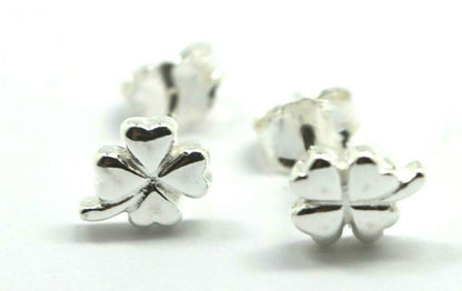 Sterling Silver Children Child Small Four Leaf Clover Earrings