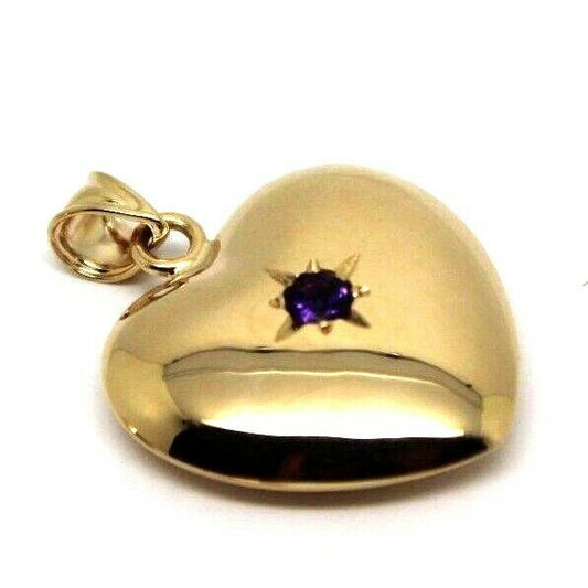 Kaedesigns Genuine New 9ct Medium Bubble Yellow Gold Amethyst Heart Pendant