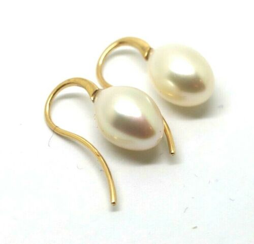 Genuine 9ct Yellow Gold Oval Freshwater Pearl Ball Earrings