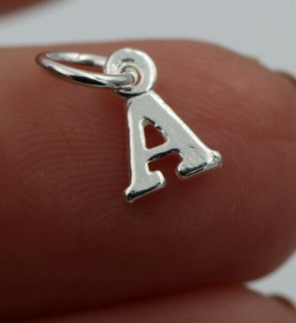 Sterling Silver 925 Capital Initials Letter Personalised Tiny Pendant Charm A to Z