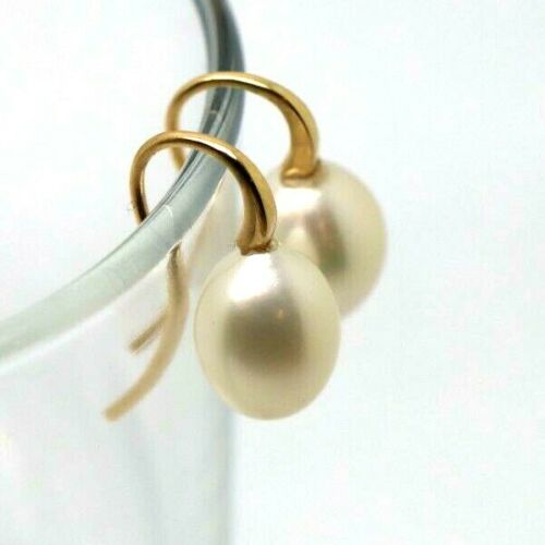 Genuine 9ct Yellow Gold Oval Freshwater Pearl Ball Earrings