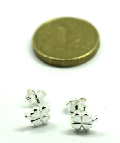 Sterling Silver Children Child Small Four Leaf Clover Earrings