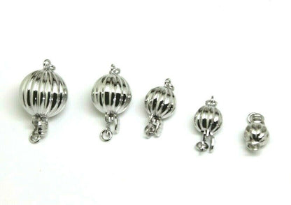 Genuine Sterling silver 6mm, 7mm, 8mm, 10mm, 12mm Corrugated Ball Pearl Clasp