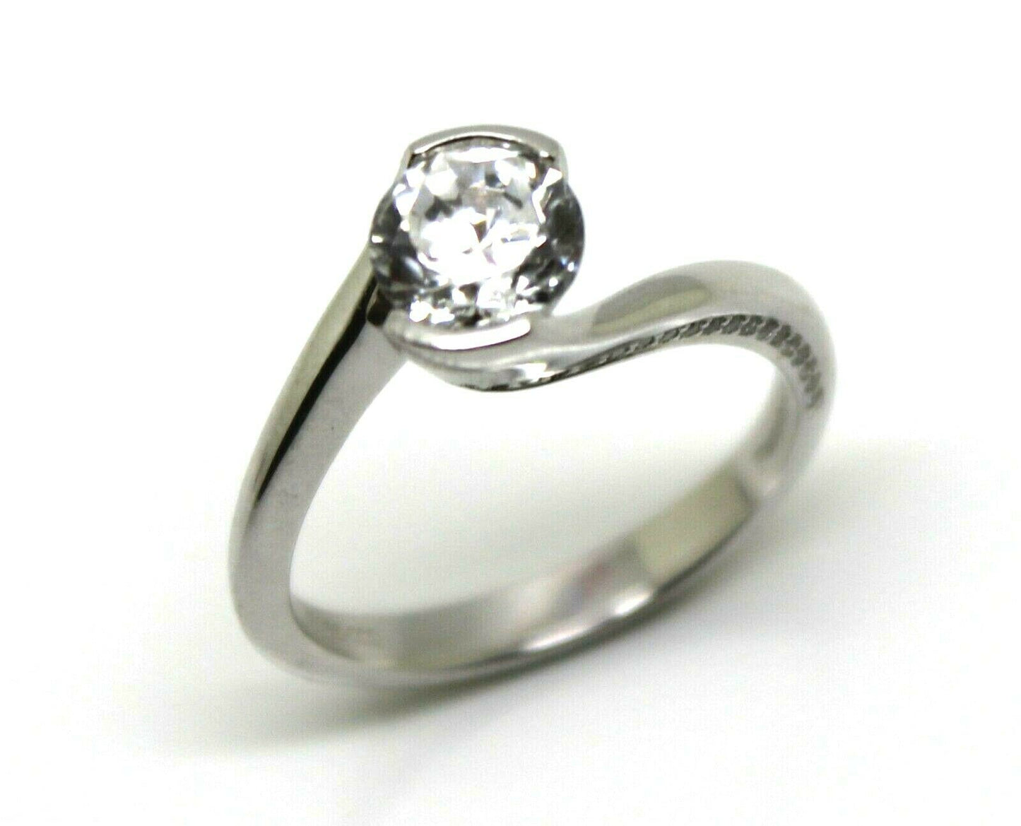 Size N Sterling Silver 7mm Cubic Zirconia Solitaire Ring