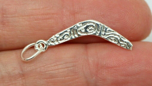 Sterling Silver 925 Boomerang Charm Pendant + jump ring