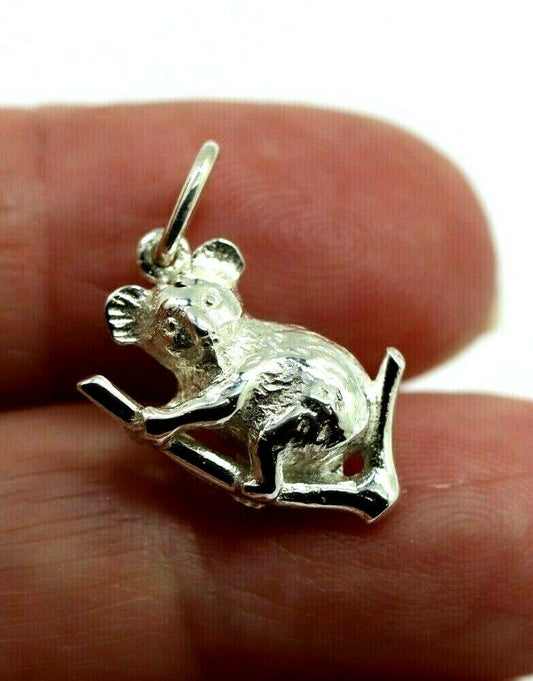 Sterling Silver Solid Koala 3D Pendant Or Charm