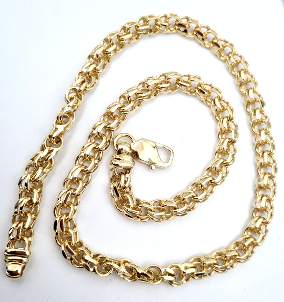 Genuine 9ct Yellow Gold Handmade Solid Heavy Garibaldi Necklace Chain 60cm long