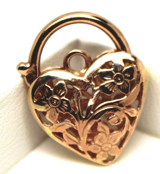 Genuine 9ct 21mm Yellow, Rose or White Gold Filigree Heart Pendant / Padlock