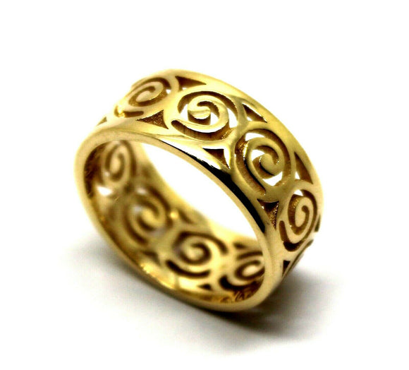 Size O - 10mm Wide Solid Genuine 9ct 9k Yellow, Rose or White Gold Swirl Surf Wave Ring