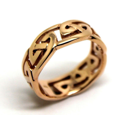 Heavy 9ct 375 Solid Gold Large Yellow, Rose Or White Celtic Ring In Your Size