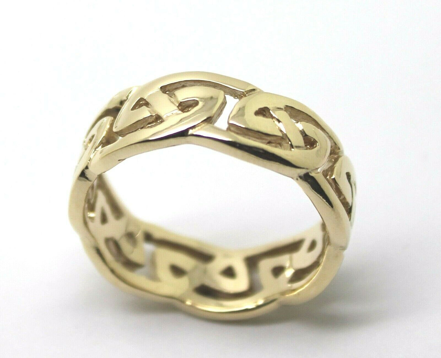 Heavy 9ct 375 Solid Gold Large Yellow, Rose Or White Celtic Ring In Your Size