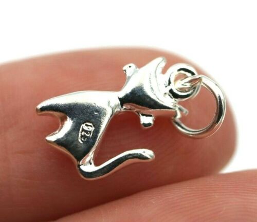 Genuine New Sterling Silver Solid Cat Pendant or Charm