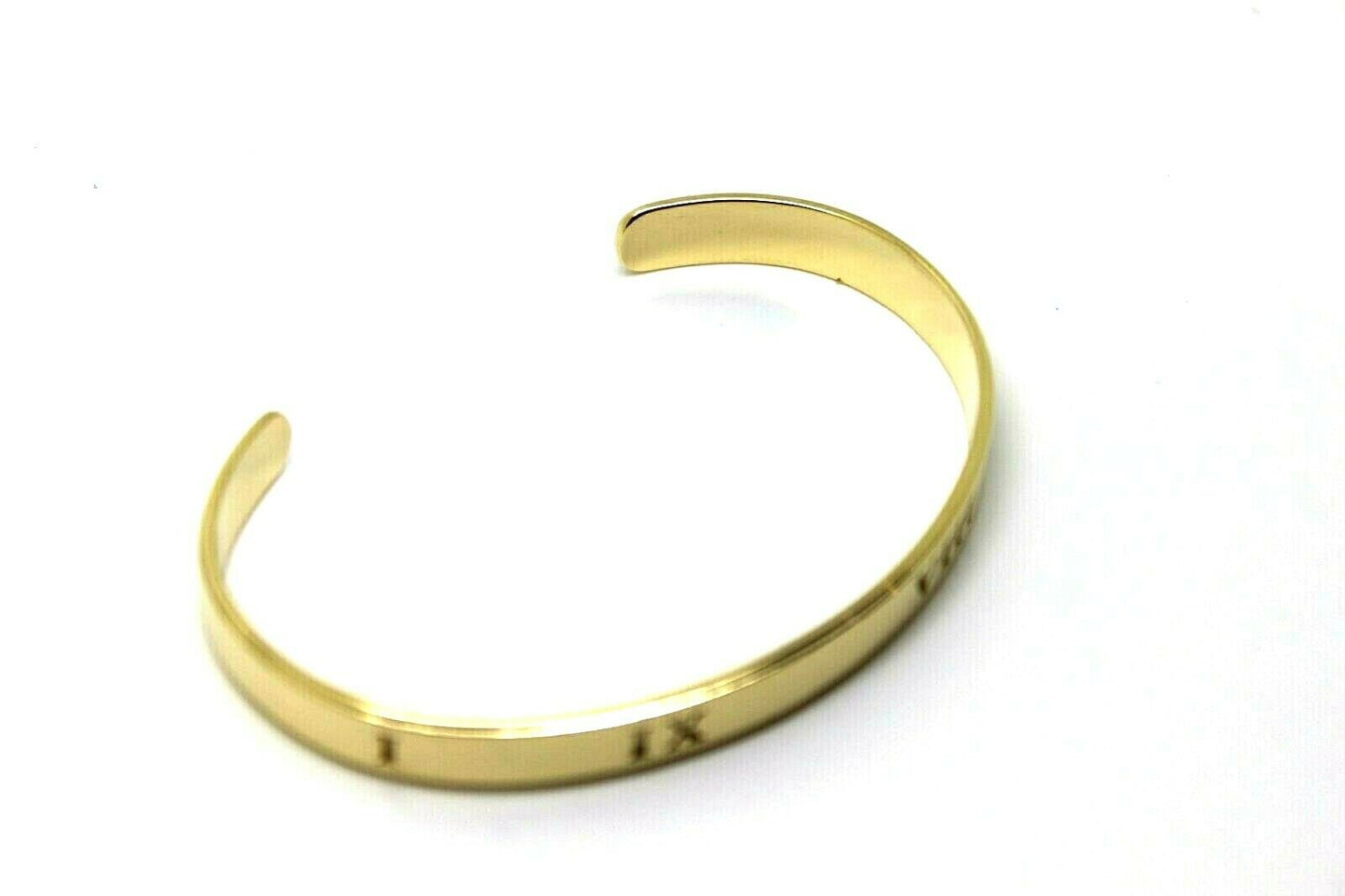 18ct FULL SOLID Heavy Yellow gold custom made CUFF or BANGLE  Engraving of your choice, symbols, letter or numbers