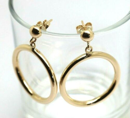 Genuine 9ct 9k Yellow, Rose or White Gold 6mm Half Ball Hoop Stud Circle Earrings