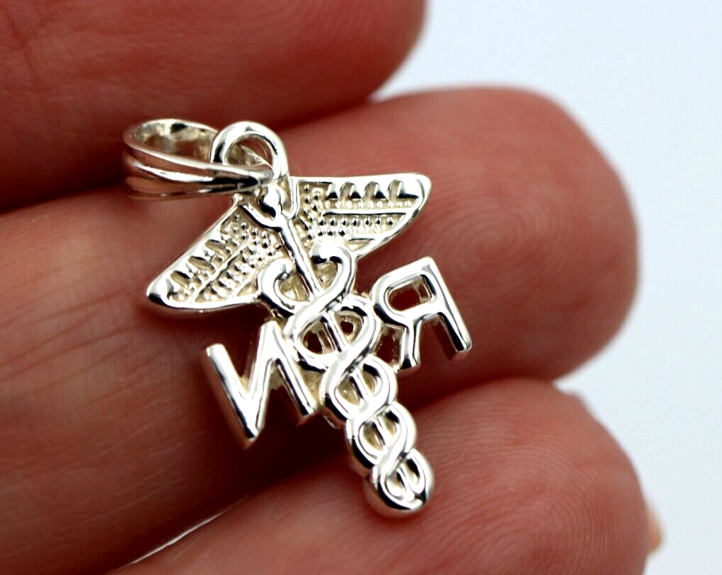 Sterling Silver RN Registered Nurse Serpent Pendant / Charm