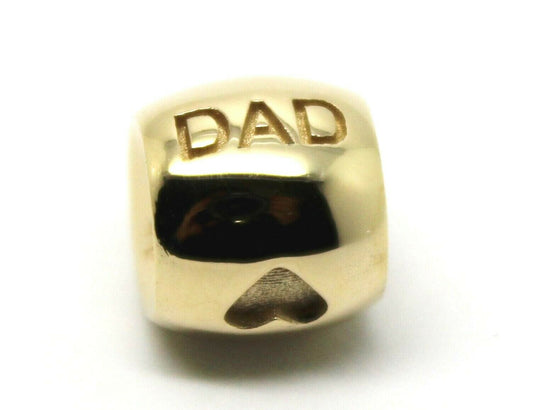 Kaedesigns,Genuine 9ct Yellow Or Rose Or White Gold Or Silver Dad Bead Charm