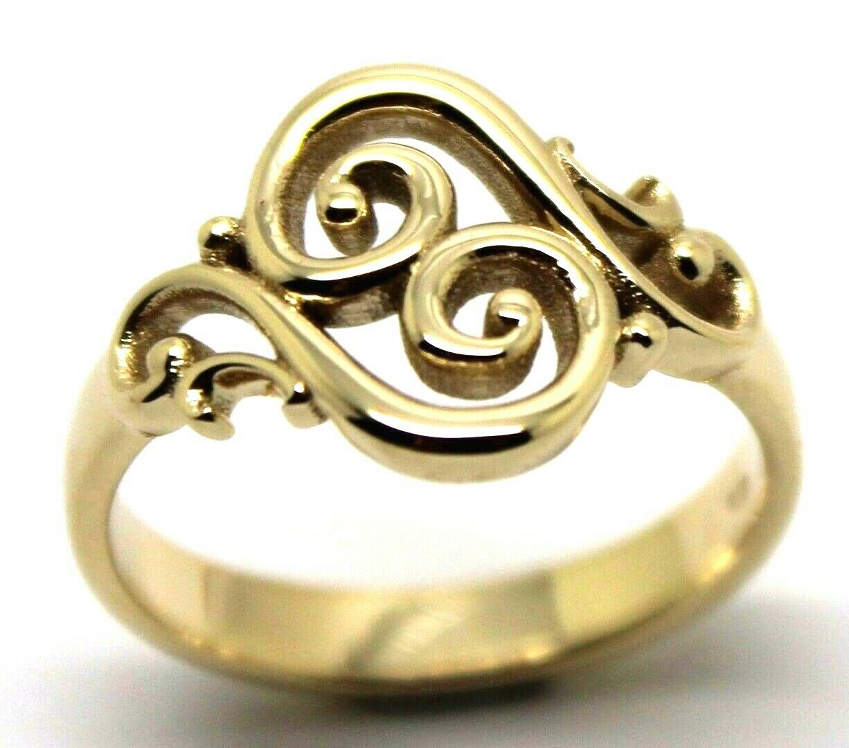 Genuine 9ct Gold 375 Full Solid Yellow, Rose or White Gold Filigree Swirl Ring - Choose your size from N to S