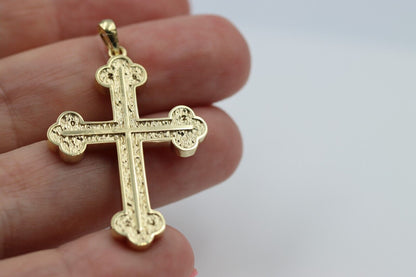 Genuine Heavy 18ct 18kt 750 Yellow, Rose or White Gold Byzantine Cross Pendant