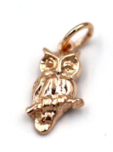 Kaedesigns Genuine 9ct Yellow or Rose or White Gold or Sterling Silver Wise Owl Charm or Pendant