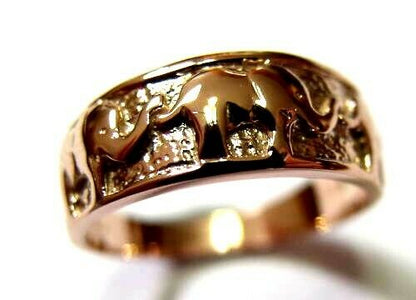 Size K Genuine New 9ct 9kt Full Solid Yellow, Rose or White Gold Lucky Elephant Ring 209