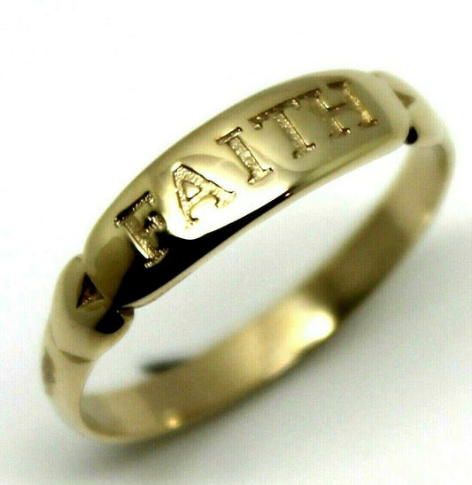 Size O Genuine New Solid 9ct 9k 375 Yellow, Rose or White Gold Faith Ring