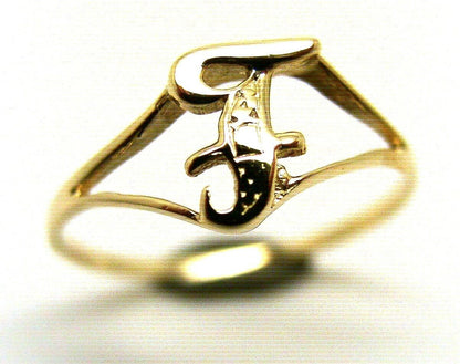 Genuine Delicate 9ct 375 Yellow, Rose or White Gold Initial Ring F