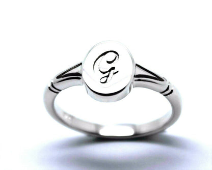 Genuine Full Solid 9ct Yellow, Rose or White Gold Oval Signet Ring Engraved With One Initial - Choose your size (sizes H to T)