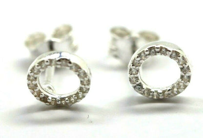 Sterling Silver 925 Small Cubic Zirconia Open Circle Earrings