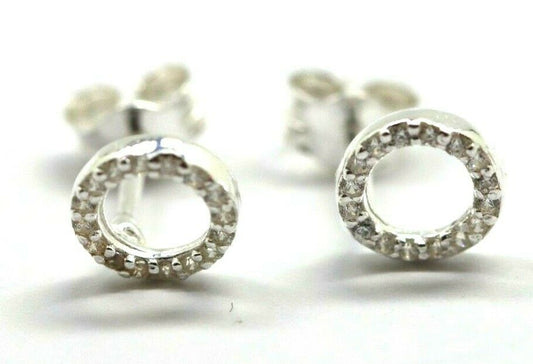 Sterling Silver 925 Small Cubic Zirconia Open Circle Earrings