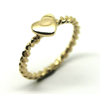 Size P New Solid 9ct Yellow, Rose Or White Gold Heart Signet Ring Twisted Band