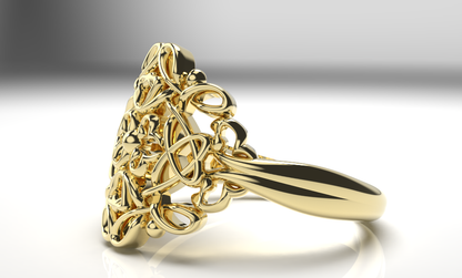 Solid New Genuine 9ct Yellow, Rose or White Gold Hallmarked 375 Fancy Weave Filigree Swirl Ring