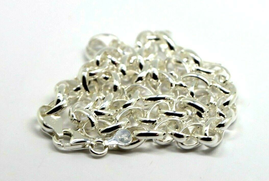 Heavy Genuine Sterling Silver Oval Belcher Link Chain 30 grams 50cm long