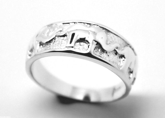 Size K Solid Sterling Silver 925 Lucky Elephant Ring
