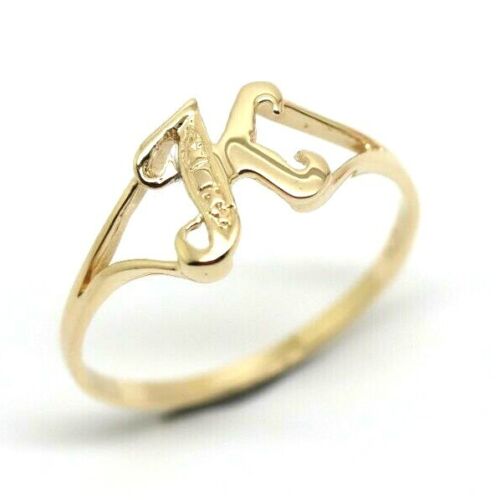 Genuine Delicate 9ct 375 Yellow, Rose or White Gold Initial Ring K