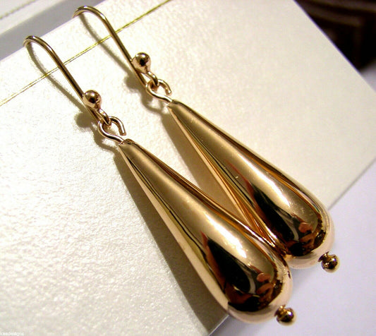 Kaedesigns Genuine New 9ct 9kt Yellow, Rose or White Gold Large Teardrop Tear Drop Earrings