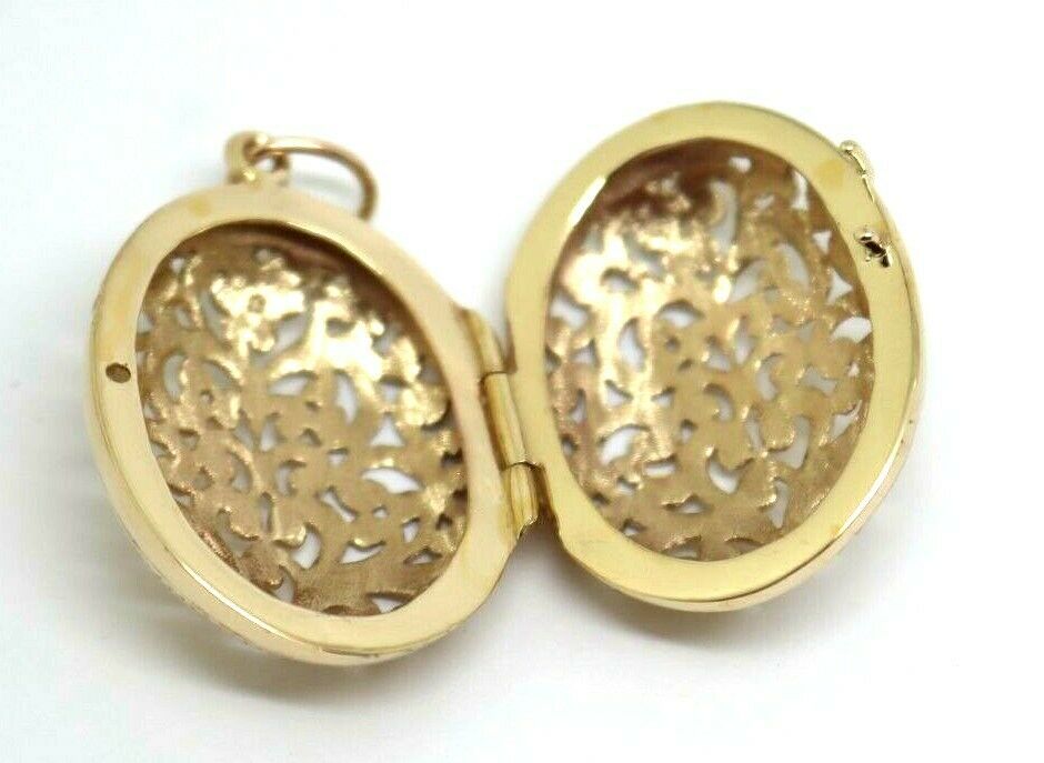 Kaedesigns New Genuine 9ct 9k Solid Yellow, Rose or White Gold Filigree Oval Pendant Locket