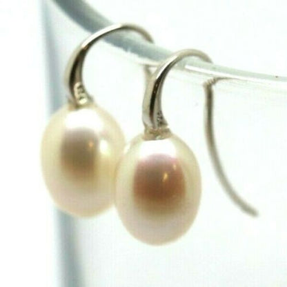 Genuine Sterling Silver 925 Oval Freshwater Pearl Ball Earrings