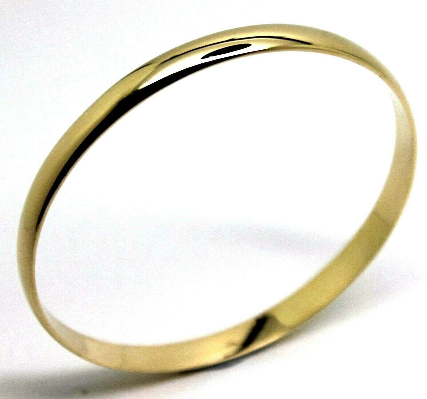 Genuine 9ct 9kt FULL SOLID Heavy Yellow, Rose or White Gold Bangle 6mm wide half round 60mm inside diameter