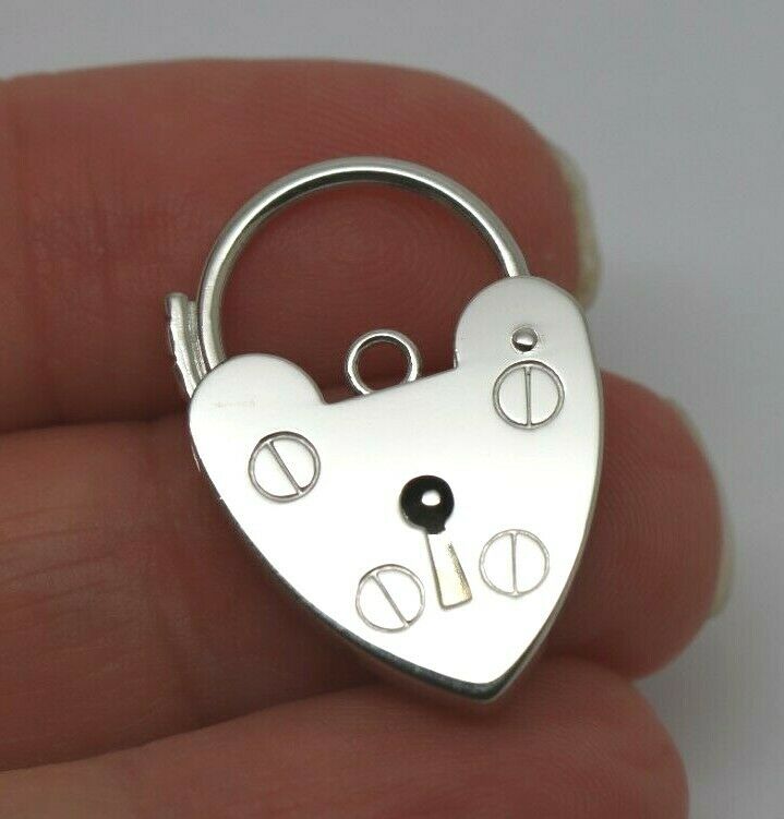 Genuine Large 18mm Sterling Silver Screw Heart Pendant Padlock