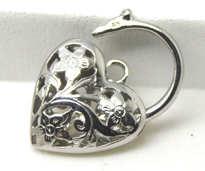 Genuine 9ct 21mm Yellow, Rose or White Gold Filigree Heart Pendant / Padlock