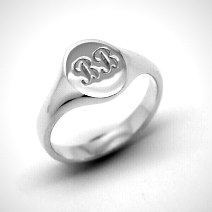 Size F 9ct 9K Yellow, Rose or White Gold Oval Signet Ring 9mm x 7mm + Engraving of 2 initial