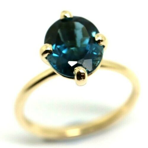 Genuine New Size Q 9ct Yellow Gold Delicate London Blue Topaz Oval Ring