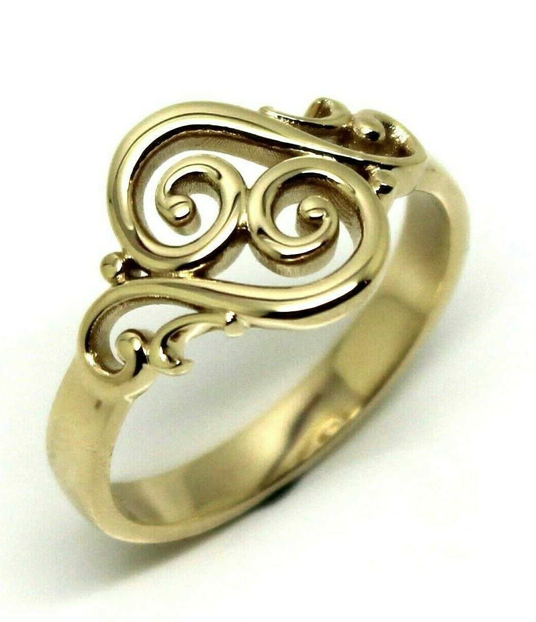 Genuine 9ct Gold 375 Full Solid Yellow, Rose or White Gold Filigree Swirl Ring - Choose your size from N to S