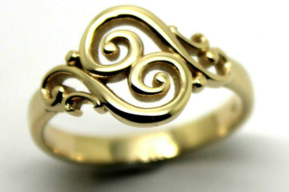 Genuine 9ct Gold 375 Full Solid Yellow, Rose or White Gold Filigree Swirl Ring - Choose your size from N to S